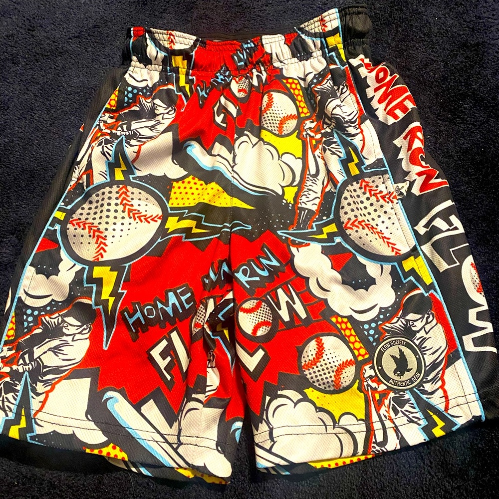 Graphic Baseball Print Kid’s Shorts FLOW SOCIETY